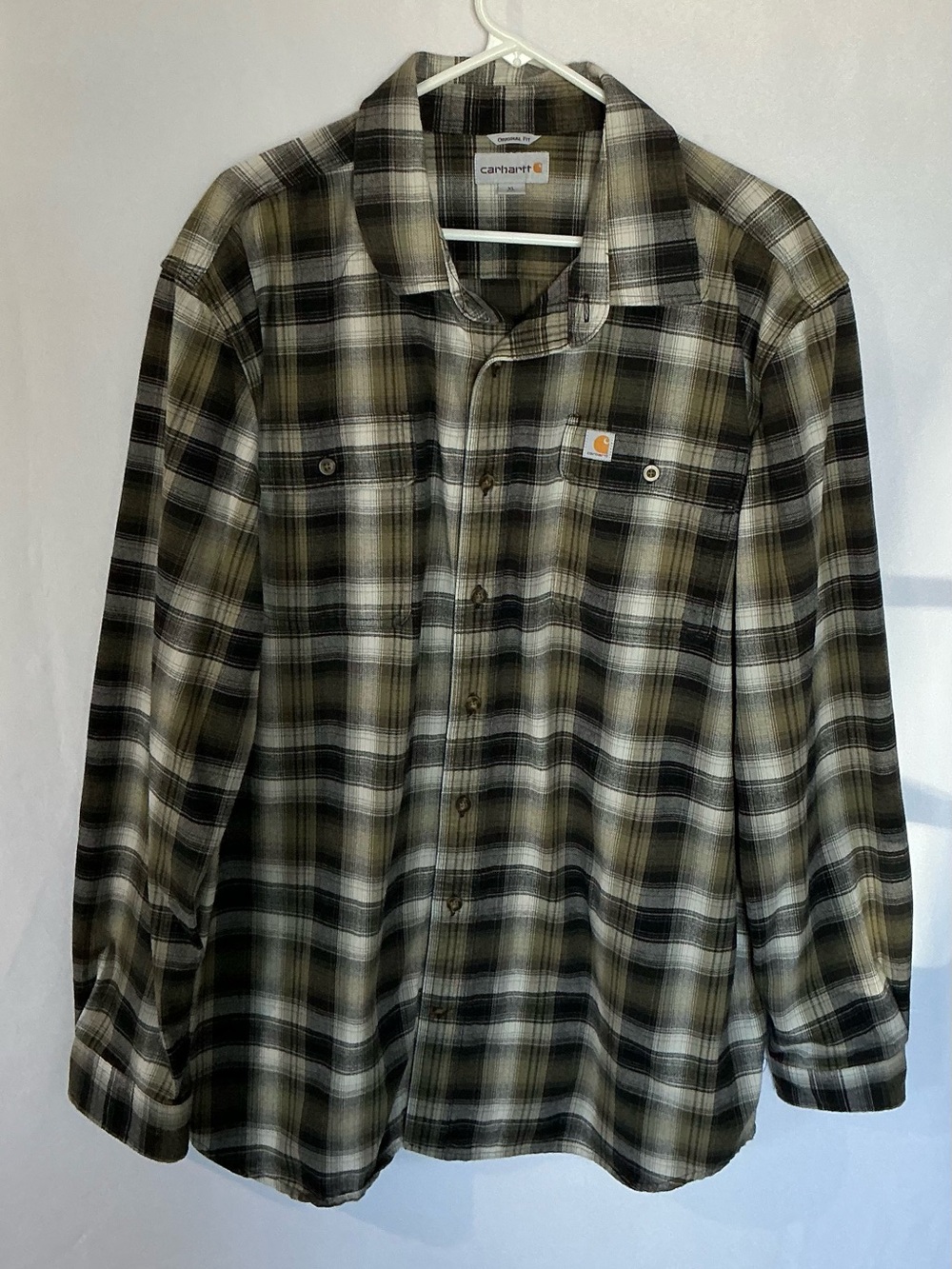 Carhartt Hubbard Plaid Flannel Work Shirt Men’s XL Tall